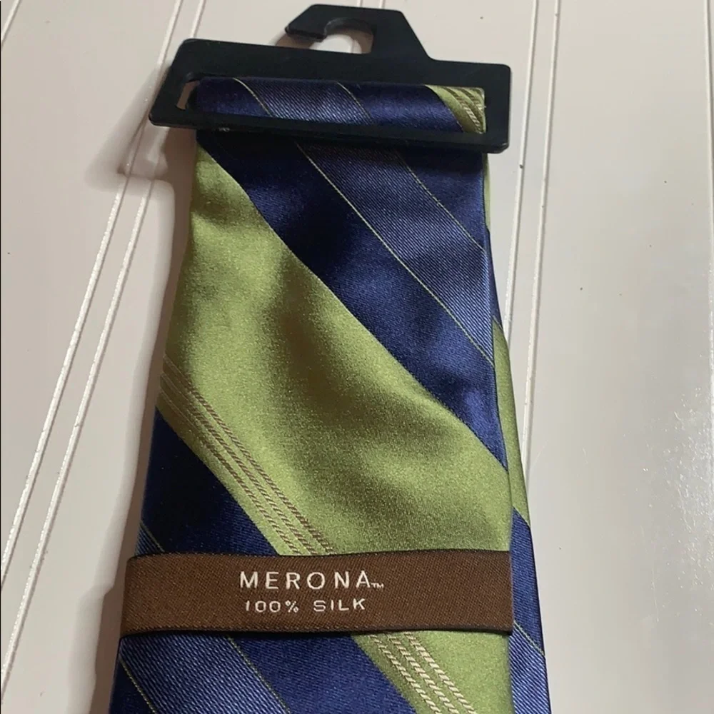 NWT Merona Blue Green 100% Silk Tie